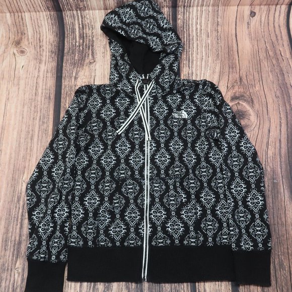 The North Face Ornate Buck Logo Print Zip Front Hooded Sweatshirt Women's Medium - Picture 2 of 11